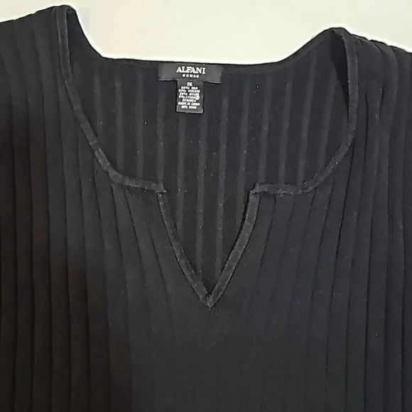 Alfani Womens sleeveless sweater vest sz 1X black ribbed silk blend soft casual - Picture 7 of 12